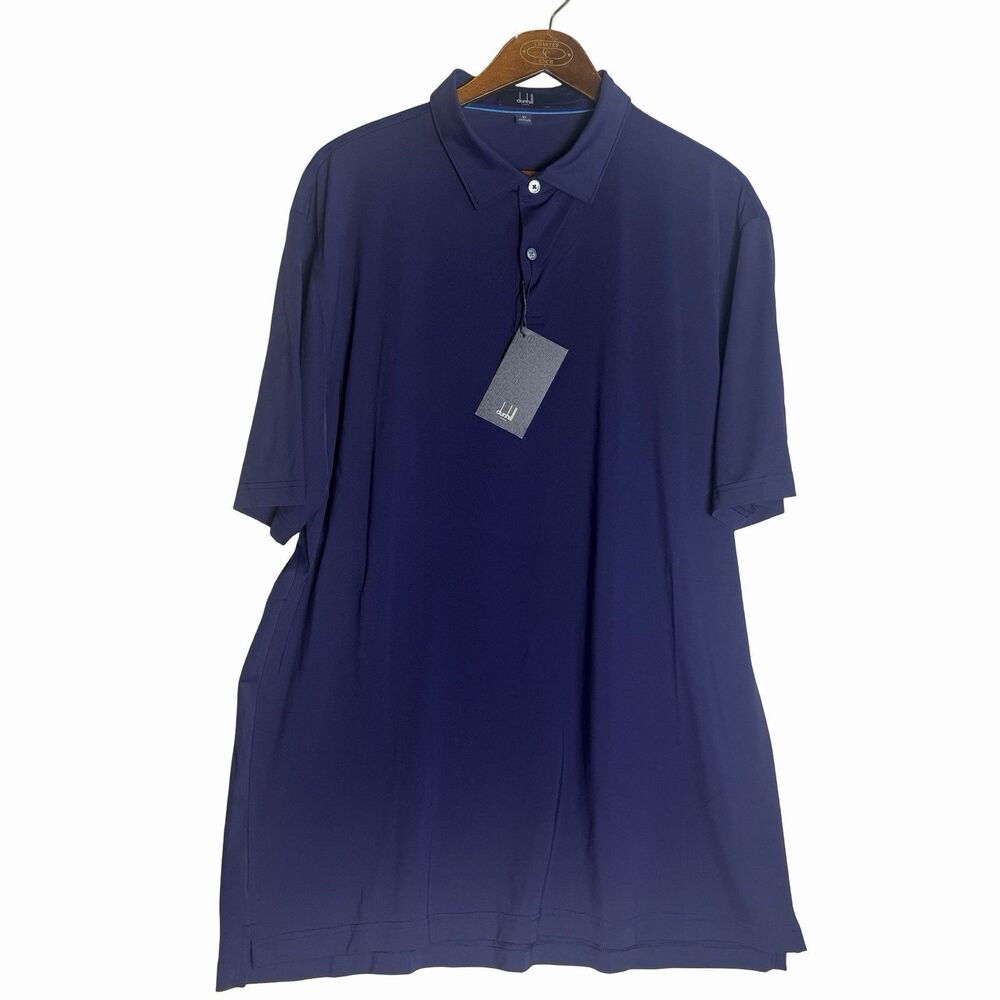 NEW Dunhill Links Golf Polo Shirt Size X-Large Navy Blue Performance Golf Sports